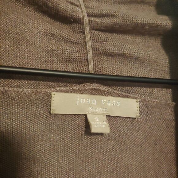Joan Vass Brown Cardigan Sweater Roll Tab Sleeve Size Small - Picture 4 of 5